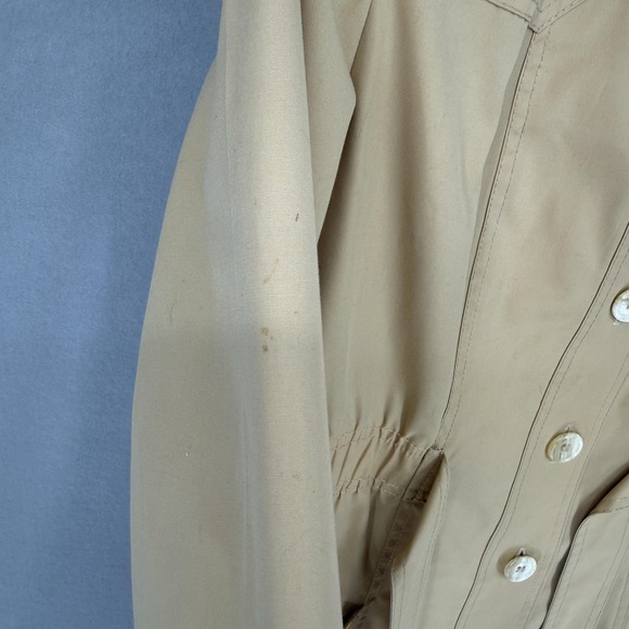 VTG Hooded Trench Coat Women Small Beige Tan Water Repellent Rain Jacket Pockets - Picture 8 of 8